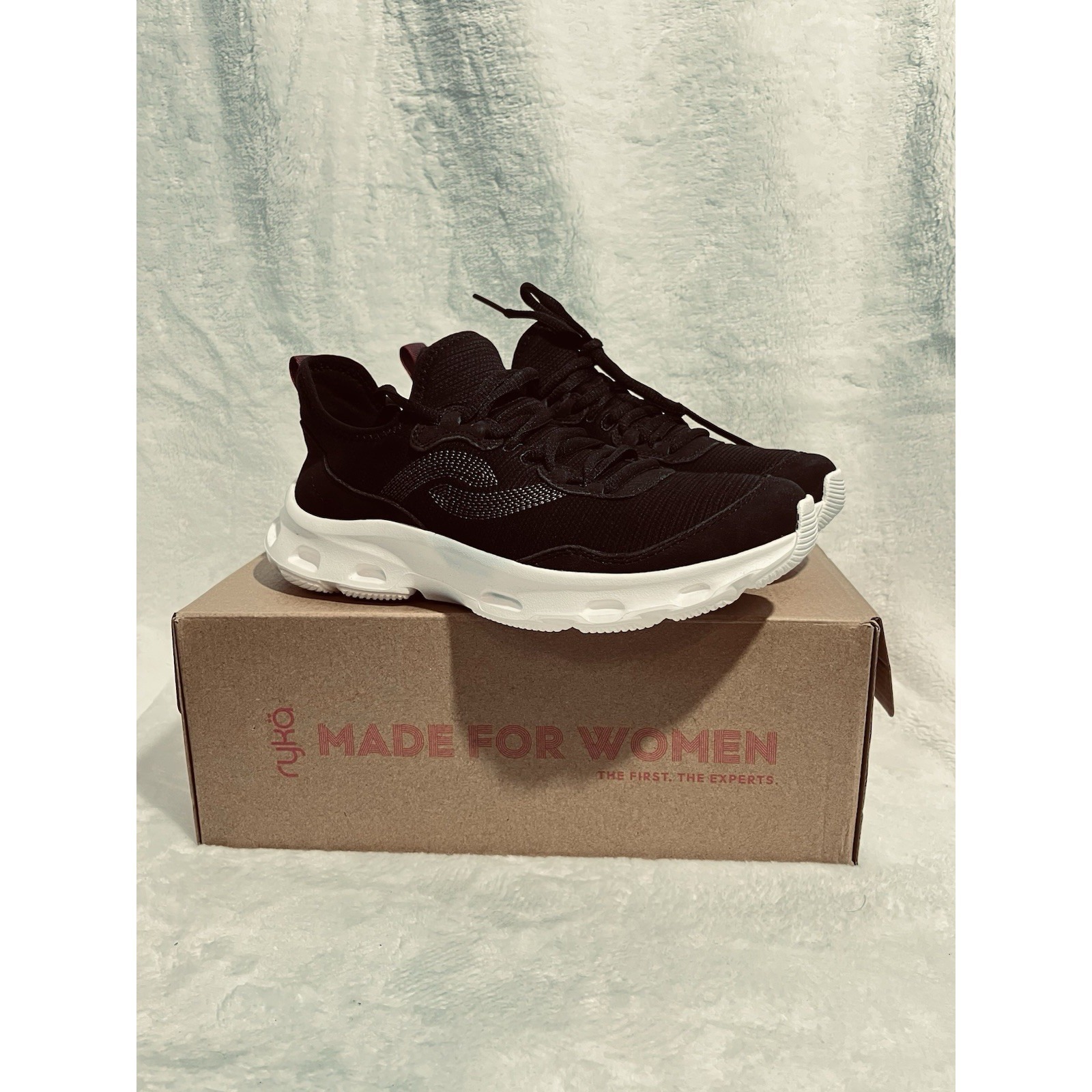 Ryka Activfoam X Women's Walking Sneakers Black Laceup Comfort Shoes Size 7